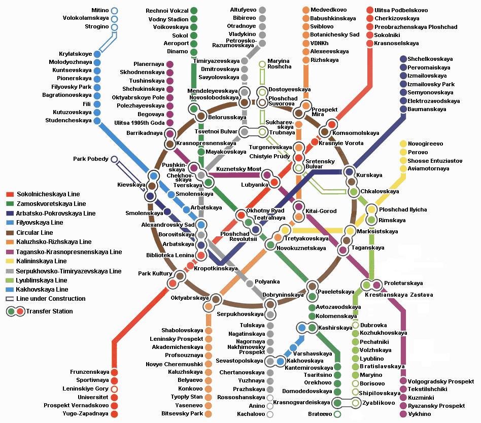 『モスクワ『メトロ（地下鉄）』路線図マップ画像