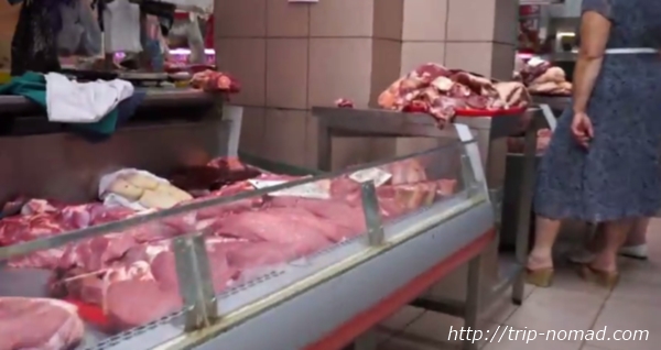 ロシアのイルクーツク市場肉売り場画像