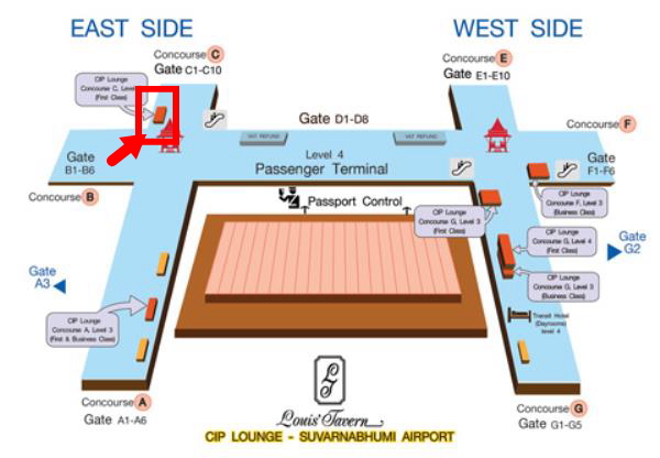 バンコク・スワンナプーム国際空港ラウンジコンコースC地図画像