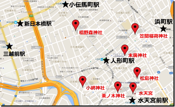 『日本橋七福神巡り』最寄り駅地図画像